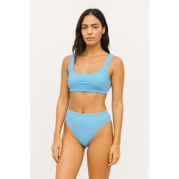 Tempt Me Women's Bikini Set Size M Aqua Blue High Waist Sporty Beach Swim Resort - Picture 1 of 2